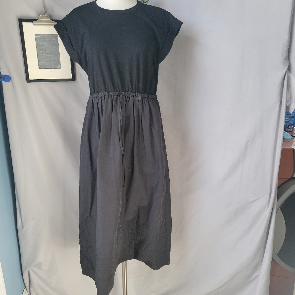 La Ligne Wilhelmina T-Shirt Midi Dress with Shirring Black M - Picture 2 of 13